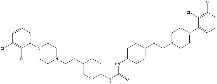 1,3-bis((1r,4R)-4-(2-(4-(2,3-Dichlorophenyl)piperazin-1-yl)ethyl)cyclohexyl)urea Struktur