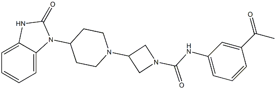 N-(3-ACETYLPHENYL)-3-[4-(2-OXO-2,3-DIHYDRO-1H-BENZIMIDAZOL-1-YL)PIPERIDIN-1-YL]AZETIDINE-1-CARBOXAMIDE Struktur