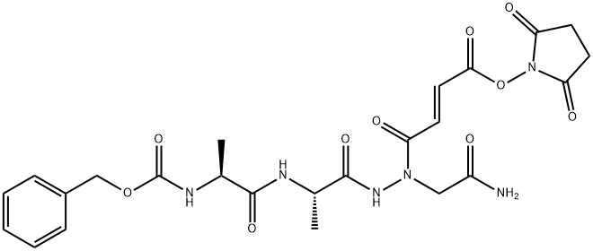 L-Alanine, N-[(phenylmethoxy)carbonyl]-L-alanyl-, 2-(2-amino-2-oxoethyl)-2-[(2E)-4-[(2,5-dioxo-1-pyrrolidinyl)oxy]-1,4-dioxo-2-buten-1-yl]hydrazide Struktur