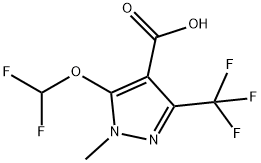 1H-Pyrazole-4-carboxylic acid, 5-(difluoromethoxy)-1-methyl-3-(trifluoromethyl)- Struktur