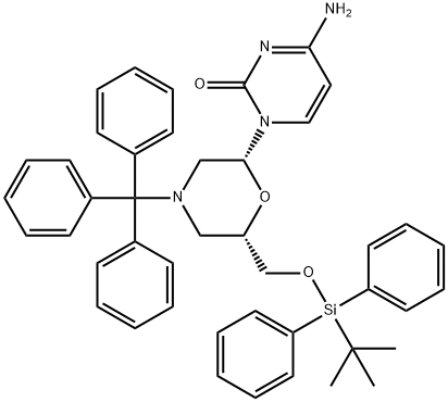 7-O-(tert-butyldiphenylsilyl)-N-trityl morpholinocytidine Struktur