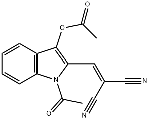 Propanedinitrile, 2-[[1-acetyl-3-(acetyloxy)-1H-indol-2-yl]methylene]- Struktur