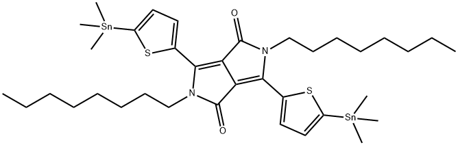 2,5-二辛基-3,6-雙(5-(三甲基錫基)-噻吩-2-基)吡咯并[3,4-C]吡咯-1,4(2H,5H)-二酮, 1613705-06-8, 結構式