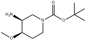 tert-butyl rac-(3S,4R)-3-amino-4-methoxy-1-piperidinecarboxylate Struktur