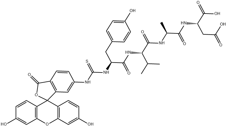 L-Aspartic acid, N-[[(3',6'-dihydroxy-3-oxospiro[isobenzofuran-1(3H),9'-[9H]xanthen]-6-yl)amino]thioxomethyl]-L-tyrosyl-L-valyl-L-alanyl- Struktur