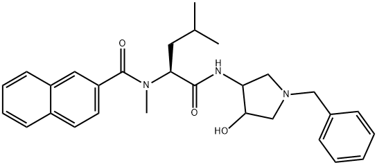 2-Naphthalenecarboxamide,N-[1-[[[4-hydroxy-1-(phenylmethyl)-3-pyrrolidinyl]amino]carbonyl]-3-methylbutyl]-N-methyl-,[3(S)]-[partial]-(9CI) Struktur