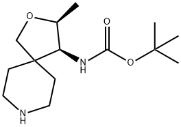 tert-butyl ((3S,4S)-3-methyl-2-oxa-8-azaspiro[4.5]decan-4-yl)carbamate Struktur