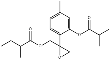 8,9-epoxyl-3-isobutyryloxy-10-(2-methylbutanoyl)thymol Struktur