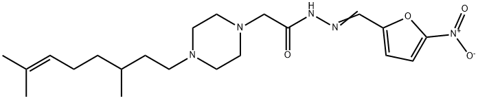 N'-[(5-Nitrofuran-2-yl)methylene]-4-(3,7-dimethyl-6-octenyl)-1-piperazineacetic acid hydrazide Struktur