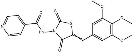 N-[(5Z)-4-oxo-2-sulfanylidene-5-[(3,4,5-trimethoxyphenyl)methylidene]-1,3-thiazolidin-3-yl]pyridine-4-carboxamide Struktur