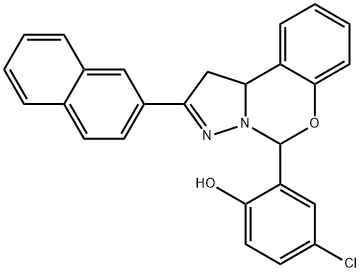 4-chloro-2-[4-(naphthalen-2-yl)-8-oxa-5,6-diazatricyclo[7.4.0.0^{2,6}]trideca-1(9),4,10,12-tetraen-7-yl]phenol Struktur