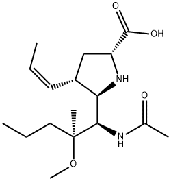 D-Proline, 5-[(1R,2S)-1-(acetylamino)-2-methoxy-2-methylpentyl]-4-(1Z)-1-propen-1-yl-, (4S,5R)- Struktur