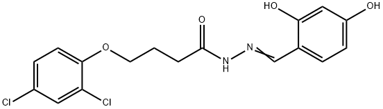 (E)-4-(2,4-dichlorophenoxy)-N-(2,4-dihydroxybenzylidene)butanehydrazide Struktur