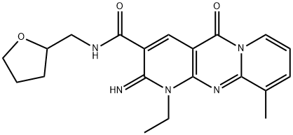 1-ethyl-2-imino-10-methyl-5-oxo-N-(oxolan-2-ylmethyl)dipyrido[3,4-c:1',2'-f]pyrimidine-3-carboxamide Struktur