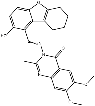 4(3H)-Quinazolinone,6,7-dimethoxy-2-methyl-3-[[(6,7,8,9-tetrahydro-2-hydroxydibenzofuran-1-yl)methylene]amino]-(9CI) Struktur