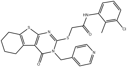 N-(3-chloro-2-methylphenyl)-2-[[4-oxo-3-(pyridin-4-ylmethyl)-5,6,7,8-tetrahydro-[1]benzothiolo[2,3-d]pyrimidin-2-yl]sulfanyl]acetamide Struktur