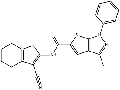 1H-Thieno[2,3-c]pyrazole-5-carboxamide,N-(3-cyano-4,5,6,7-tetrahydrobenzo[b]thien-2-yl)-3-methyl-1-phenyl-(9CI) Struktur