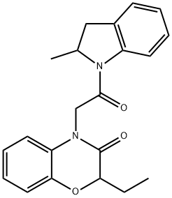 1H-Indole,1-[(2-ethyl-2,3-dihydro-3-oxo-4H-1,4-benzoxazin-4-yl)acetyl]-2,3-dihydro-2-methyl-(9CI) Struktur