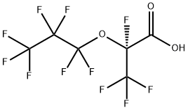 Propanoic acid, 2,3,3,3-tetrafluoro-2-(1,1,2,2,3,3,3-heptafluoropropoxy)-, (2R)- Struktur