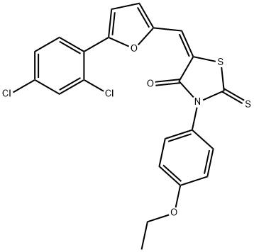 (5E)-5-[[5-(2,4-dichlorophenyl)furan-2-yl]methylidene]-3-(4-ethoxyphenyl)-2-sulfanylidene-1,3-thiazolidin-4-one Struktur