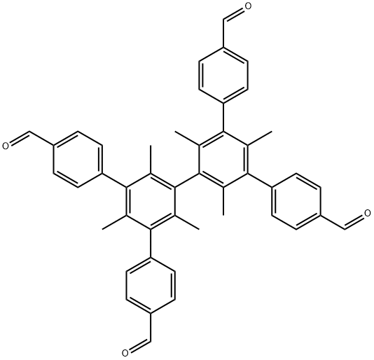 [1,1':3',1'':3'',1'''-Quaterphenyl]-4,4'''-dicarboxaldehyde, 5',5''-bis(4-formylphenyl)-2',2'',4',4'',6',6''-hexamethyl- (9CI) Struktur