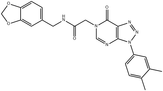 6H-1,2,3-Triazolo[4,5-d]pyrimidine-6-acetamide, N-(1,3-benzodioxol-5-ylmethyl)-3-(3,4-dimethylphenyl)-3,7-dihydro-7-oxo- Struktur