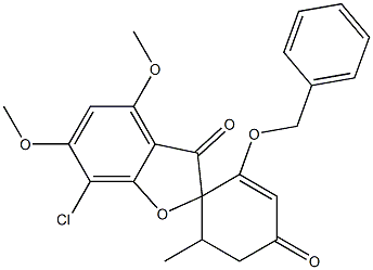 Spiro[benzofuran-2(3H),1'-[2]cyclohexene]-3,4'-dione, 7-chloro-4,6-dimethoxy-6'-methyl-2'-(phenylmethoxy)-, (1'S,6'R)- Struktur