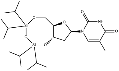 1-[2-deoxy-3,5-O-(1,1,3,3-tetraisopropyldisiloxane-1,3-diyl)-β-D-ribofuranosyl]thymine Struktur