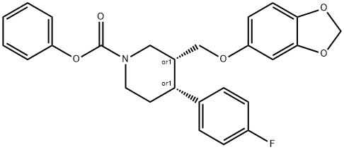 phenyl (3R,4R)-3-((benzo[d][1,3]dioxol-5-yloxy)methyl)-4-(4- fluorophenyl)piperidine-1-carboxylate compound Struktur