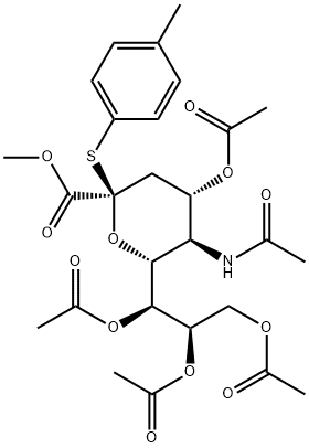 Neuraminic acid,N-acetyl-2-S-(4-methylphenyl)-2-thio-,menthyl ester, 4,7,8,9-tetraacetate Struktur