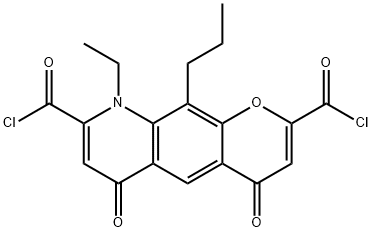 9-ethyl-4,6-dioxo-10-propyl-6,9-dihydro-4H-pyrano[3,2-g]quinoline-2,8-dicarbonyl dichloride Struktur