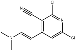 3-Pyridinecarbonitrile, 2,6-dichloro-4-[(1E)-2-(dimethylamino)ethenyl]- Struktur