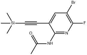 N-(5-bromo-6-fluoro-3-((trimethylsilyl)ethynyl)pyridin-2-yl)acetamide Struktur