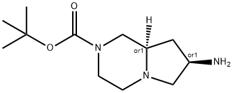 tert-butyl (7S,8aS)-7-aminooctahydropyrrolo[
1,2-a]piperazine-2-
carboxylate (rel. stereo) Struktur