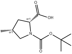 (2R,4R)-1-Boc-4-Methyl-pyrrolidine-2-carboxylicacid Struktur