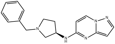 Pyrazolo[1,5-a]pyrimidin-5-amine, N-[(3R)-1-(phenylmethyl)-3-pyrrolidinyl]- Struktur