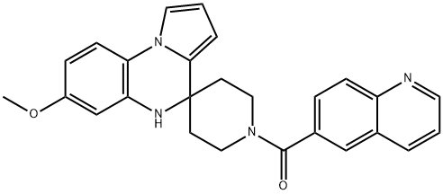 (7'-Methoxy-1H,5'H-spiro[piperidine-4,4'-pyrrolo[1,2-a]quinoxalin]-1-yl)(6-quinolinyl)methanone Struktur