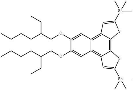 (5,6-bis((2-ethylhexyl)oxy)naphtho[2,1-b:3,4-b']dithiophene-2,9-diyl)bis(trimethylstannane) Struktur