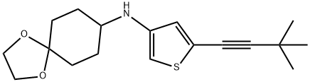 1,?4-?Dioxaspiro[4.5]?decan-?8-?amine, N-?[5-?(3,?3-?dimethyl-?1-?butyn-?1-?yl)?-?3-?thienyl]?- Struktur