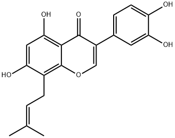 4H-1-Benzopyran-4-one, 3-(3,4-dihydroxyphenyl)-5,7-dihydroxy-8-(3-methyl-2-buten-1-yl)- Struktur