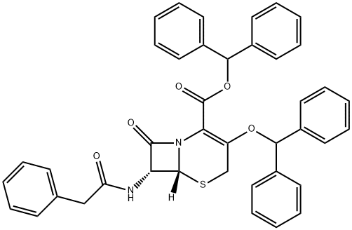 5-Thia-1-azabicyclo[4.2.0]oct-2-ene-2-carboxylic acid, 3-(diphenylmethoxy)-8-oxo-7-[(phenylacetyl)amino]-, diphenylmethyl ester, (6R-trans)- (9CI)