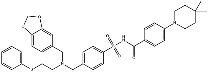 Benzamide, N-[[4-[[(1,3-benzodioxol-5-ylmethyl)[2-(phenylthio)ethyl]amino]methyl]phenyl]sulfonyl]-4-(4,4-dimethyl-1-piperidinyl)- Struktur