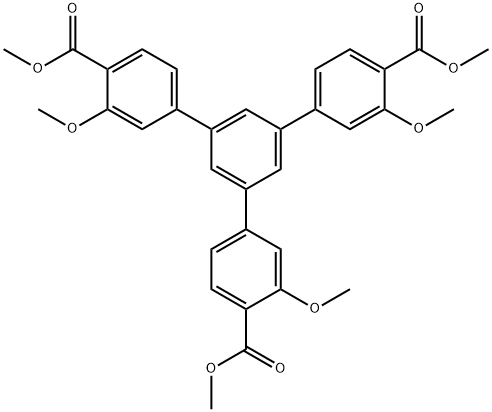 dimethyl 3,3''-dimethoxy-5'-(3-methoxy-4-(methoxycarbonyl)phenyl)-[1,1':3',1''-terphenyl]-4,4''-dicarboxylate Struktur