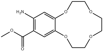 1,4,7,10-Benzotetraoxacyclododecin-12-carboxylic acid, 13-amino-2,3,5,6,8,9-hexahydro-, methyl ester Struktur