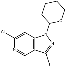 6-chloro-3-iodo-1-(tetrahydro-2H-pyran-2-yl)-1H-pyrazolo[4,3-c]pyridine Struktur