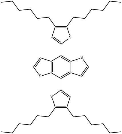 Benzo[1,2-b:4,5-b']dithiophene, 4,8-bis(4,5-dihexyl-2-thienyl)- Struktur