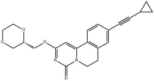 4H-Pyrimido[6,1-a]isoquinolin-4-one, 9-(2-cyclopropylethynyl)-2-[(2S)-1,4-dioxan-2-ylmethoxy]-6,7-dihydro- Struktur