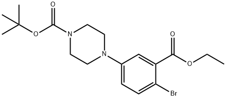 1-Piperazinecarboxylic acid, 4-[4-bromo-3-(ethoxycarbonyl)phenyl]-, 1,1-dimethylethyl ester Struktur