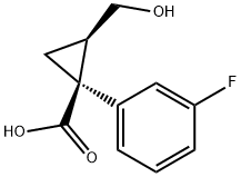 Cyclopropanecarboxylic acid, 1-(3-fluorophenyl)-2-(hydroxymethyl)-, (1S,2R)- Struktur