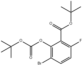 Benzoic acid, 3-bromo-2-[[(1,1-dimethylethoxy)carbonyl]oxy]-6-fluoro-, 1,1-dimethylethyl ester Struktur